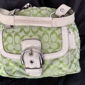 Coach Green and Cream Shoulder Bag